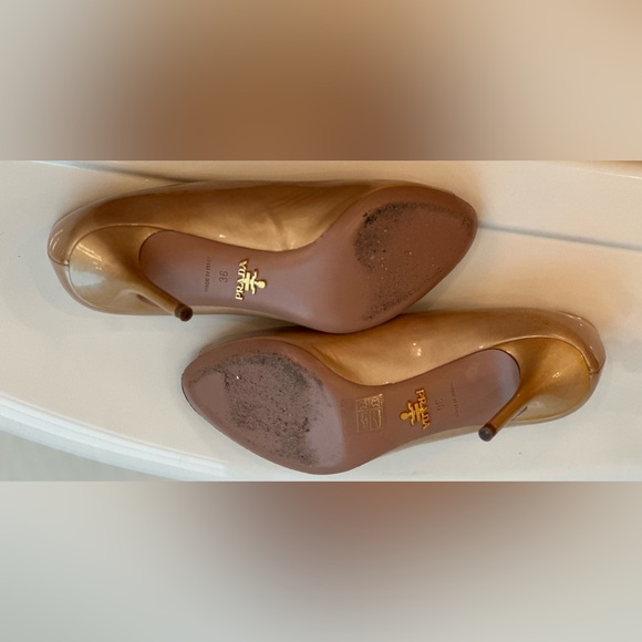 PRADA Nude Patent Leather Platform Peep Toe Pumps – Size 36, Made in Italy - Picture 4 of 5